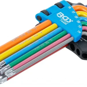 Akció BGS technic Derékszögű kulcs készlet | több színű | T-profil (Torx) T10 - T50 | 9 darabos (BGS 74458)