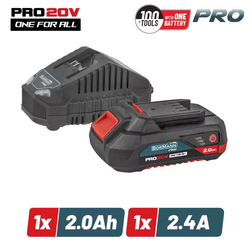 Kedvezményes ár BORMANN Pro Akku program alapkészlet 20V, akkumulátor 2.0Ah és töltő 2.4A (BBP9920)