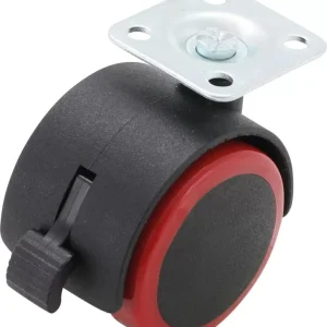 BGS csuklós duplakerék fékezhető fekete/piros 50 mm Azonnali szállítás