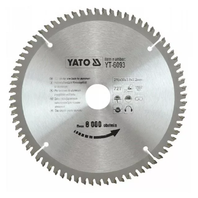 Yato fűrésztárcsa alumíniumhoz 210 x 30 x 2,2 mm / 72T Prémium