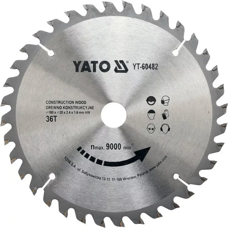 Yato fűrésztárcsa fához 180 x 20 x 1,8 mm / 36T Árcsökkenés