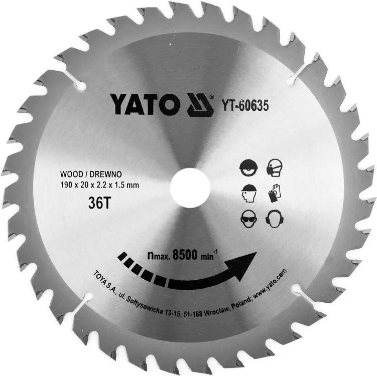 Yato fűrésztárcsa fához 190 x 20 x 1,5 mm / 36T Azonnal elérhető