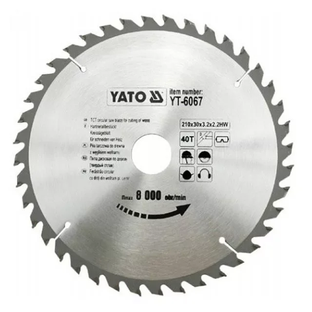 Yato fűrésztárcsa fához 210 x 30 x 2,2 mm / 40T Gyors szállítás