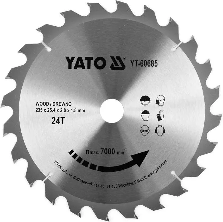 Yato fűrésztárcsa fához 235 x 25,4 x 1,8 mm / 24T Expressz szállítás