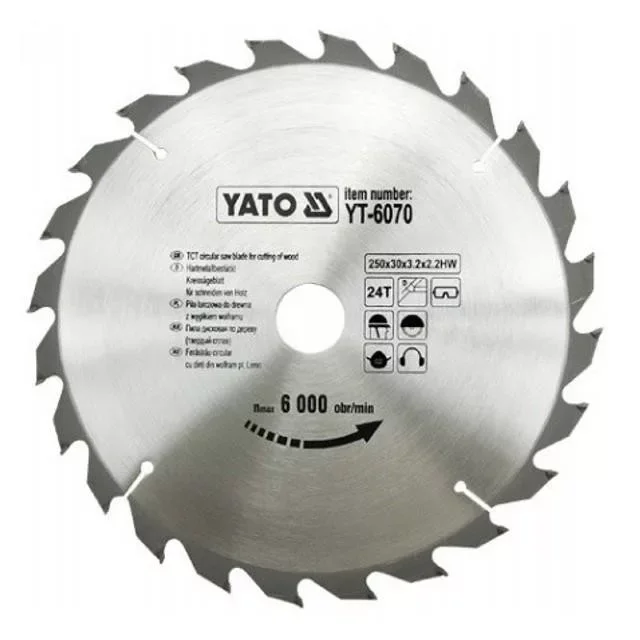 Ajánlat Yato fűrésztárcsa fához 250 x 30 x 2,2 mm / 24T