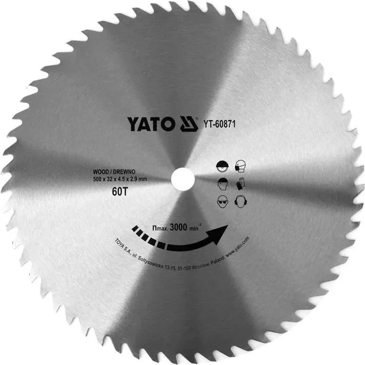 Yato fűrésztárcsa fához 500 x 32 x 2,9 mm / 60T Azonnal elérhető