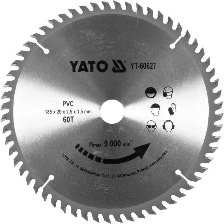 Yato fűrésztárcsa PVC-hez 185 x 20 x 1,5 mm / 60T Népszerű