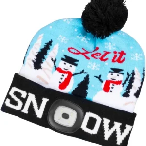 Strend Pro X-mas Let it snow téli sapka 4x SMD LED világítással, kék színben, L Kiárusítás