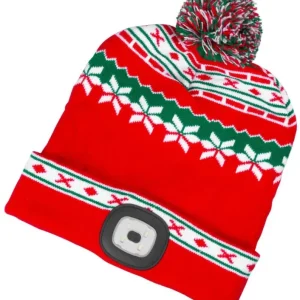 Biztonságos fizetés Strend Pro X-mas téli sapka 4x SMD LED világítással, piros-zöld színben, L