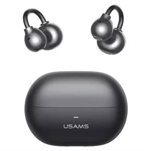 Azonnali szállítás USAMS ECHO R02 bluetooth fülhallgató SZTEREO (v5.3, TWS, zajszűrő, fülre akasztható + töltőtok) FEKE