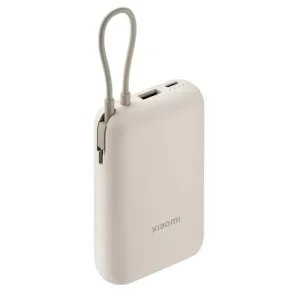Végkiárusítás Xiaomi vésztöltő USB+Type-C aljzat (10000mAh, 22.5W, gyorstöltő + fix Type-C kábel) BÉZS