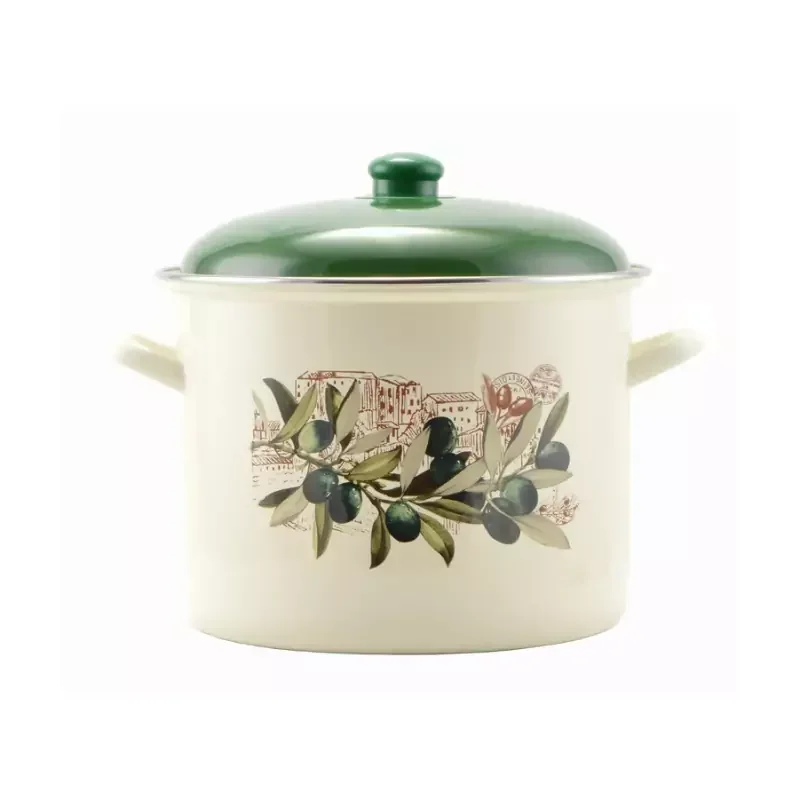 Akció Perfect Home Zománcozott fazék 24 cm+fedő Oliva (14833)
