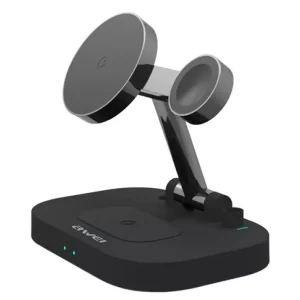 Awei asztali töltőállvány 4in1 (15W, wireless, gyorstöltő, MagSafe, Apple Watch töltő) FEKETE Végkiárusítás