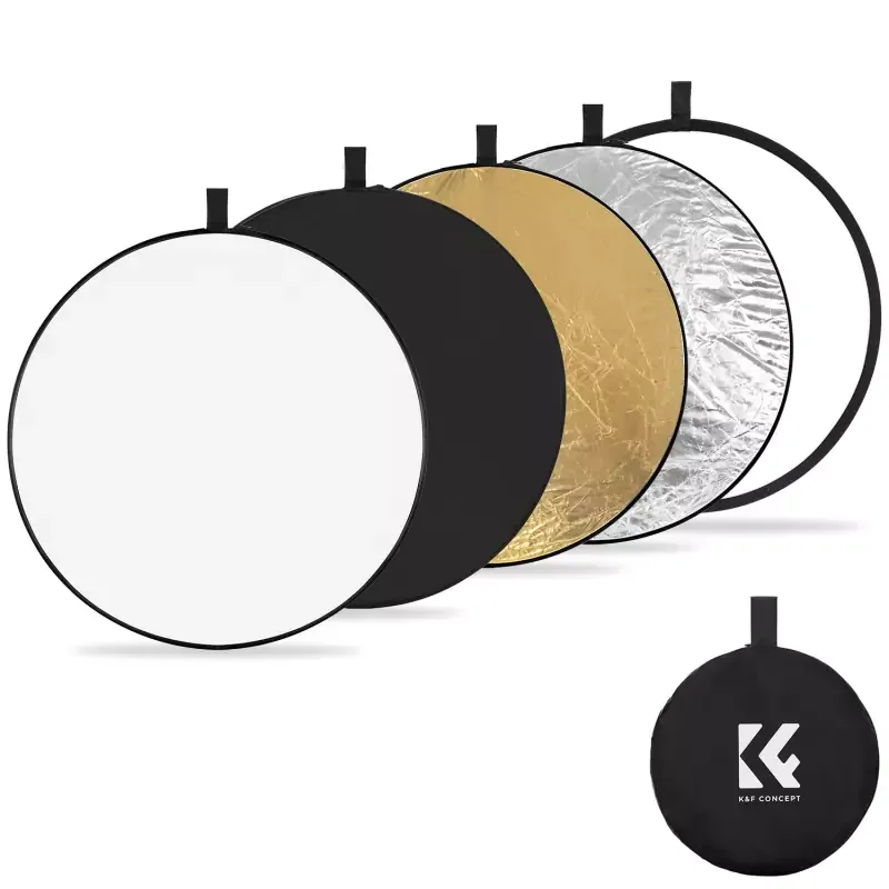 Akció K&F Concept 5in1 derítőlap, reflektor, 80cm (fehér, fekete, arany, ezüst, transparens) + hordtáska (