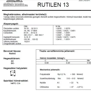 Árcsökkenés Elektróda Rutilen 13 2.0 mm 4 kg (10979)