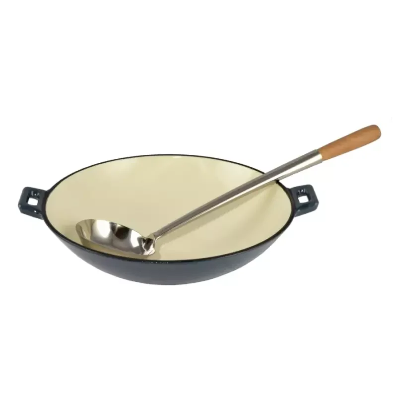 Zománcozott öntöttvas wok 37 cm, acélkék (28067) Gyors szállítás