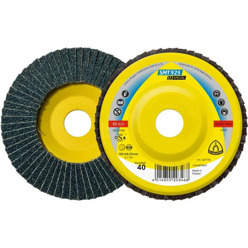 Ne maradj le Klingspor lamellás csiszolókorong, tányér 125x22,2mm P80-egyenes-SMT 925 SPECIAL-inox,acél, 321678