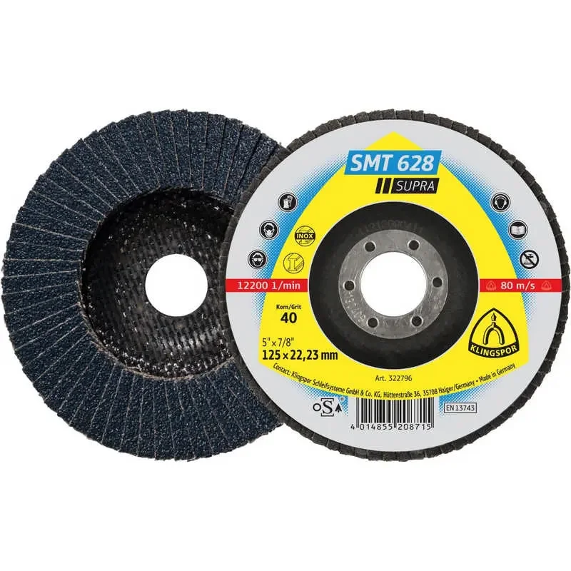 Szezonális akció Klingspor lamellás csiszolókorong, tányér 115x22,2mm P80-egyenes-SMT 628 SUPRA-inox,acél, 322793