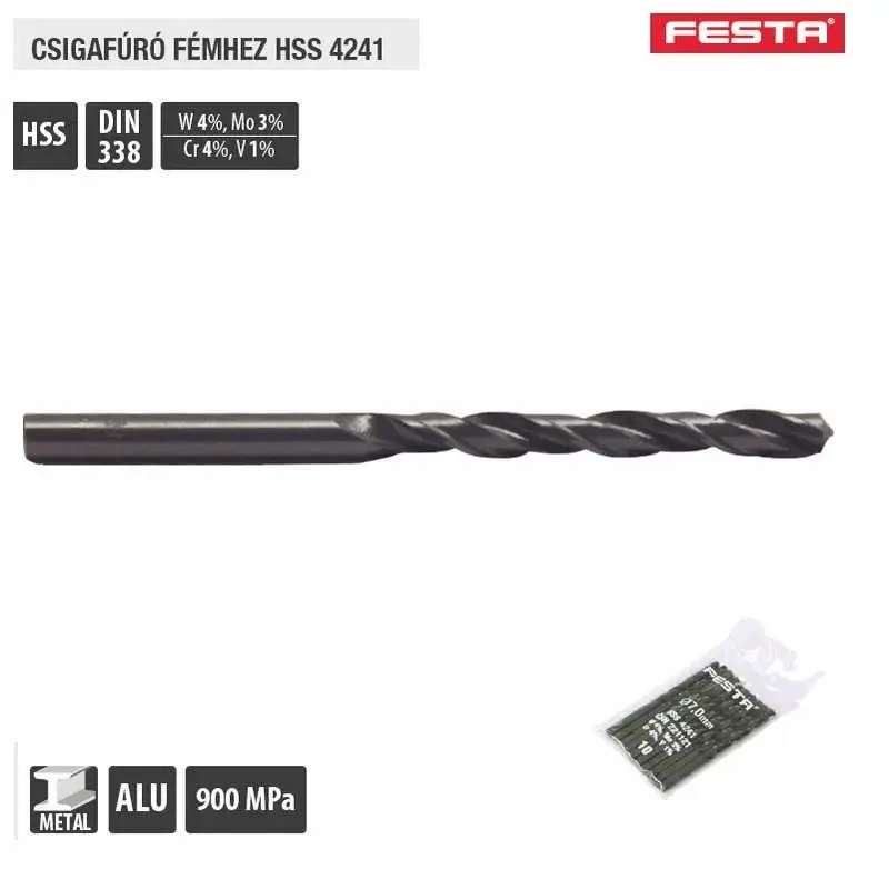 Végkiárusítás Lev Festa fúrószár, fémcsigafúró DIN 338 HSS 4241 6,60mm, hengerelt- fém, Alu, 19729