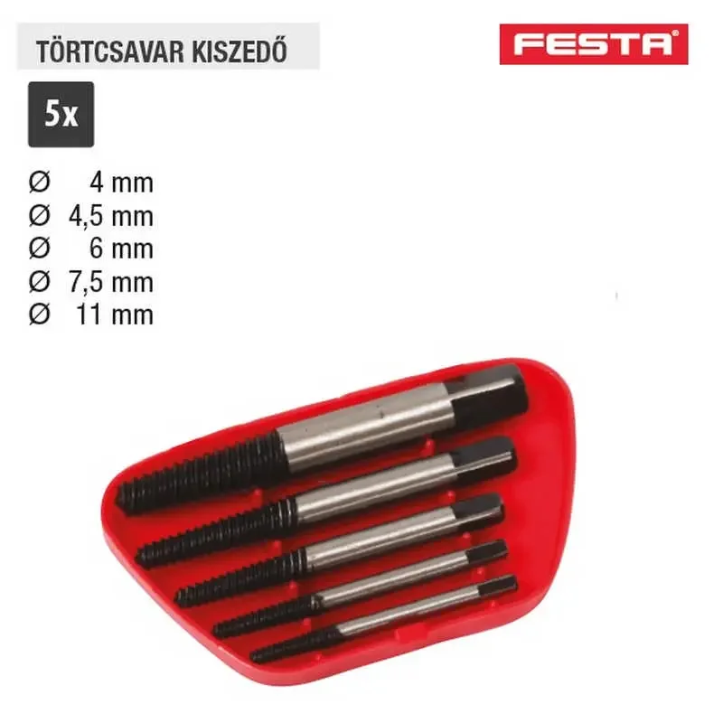 Utolsó esély Lev törtcsavar kiszedő készlet 5 részes 4/4,5/6/7,5/11mm, 20385