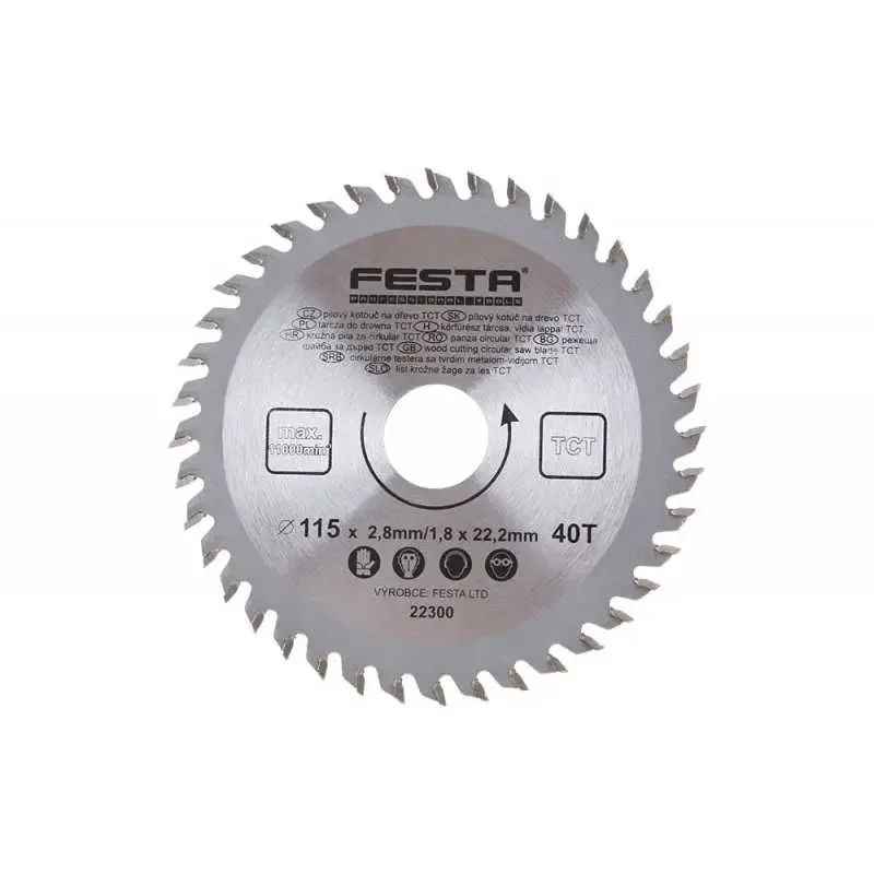 Vedd meg online Lev Festa TCT körfűrész tárcsa, körfűrészlap 115x22mm, Z40, fához, Vídia lappal, 22300