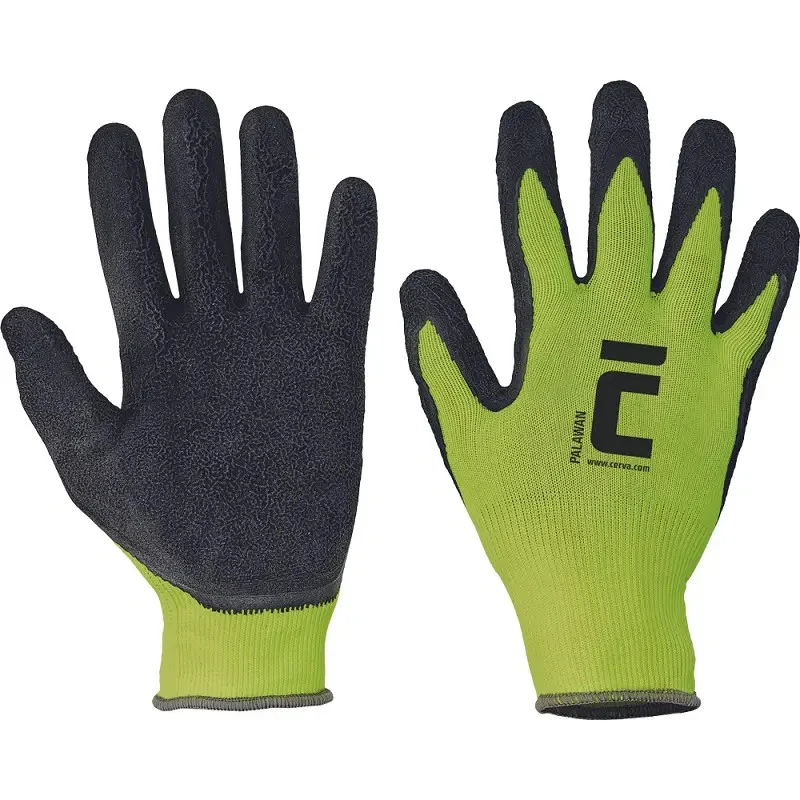Akció MV Cerva Palawan nylon latex mártott kesztyű, sárga-fekete 9, 0108002999090