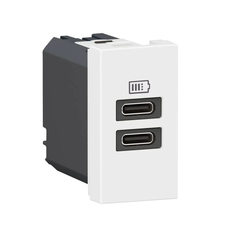 Végkiárusítás Legrand Program Mosaic kettős USB-C töltőaljzat - 3 A - 15 W, 1 modul, fehér - 077680L