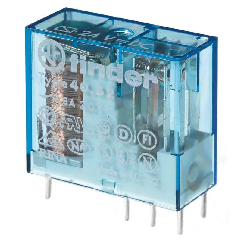 Finder 40.52.9.006 relé 2CO(váltó) 8A 6V DC, 5mm lábkiosztás NYÁK-ba vagy foglalatba Csak ma